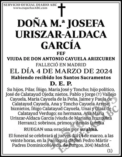 M.ª Josefa Uriszar-Aldaca García